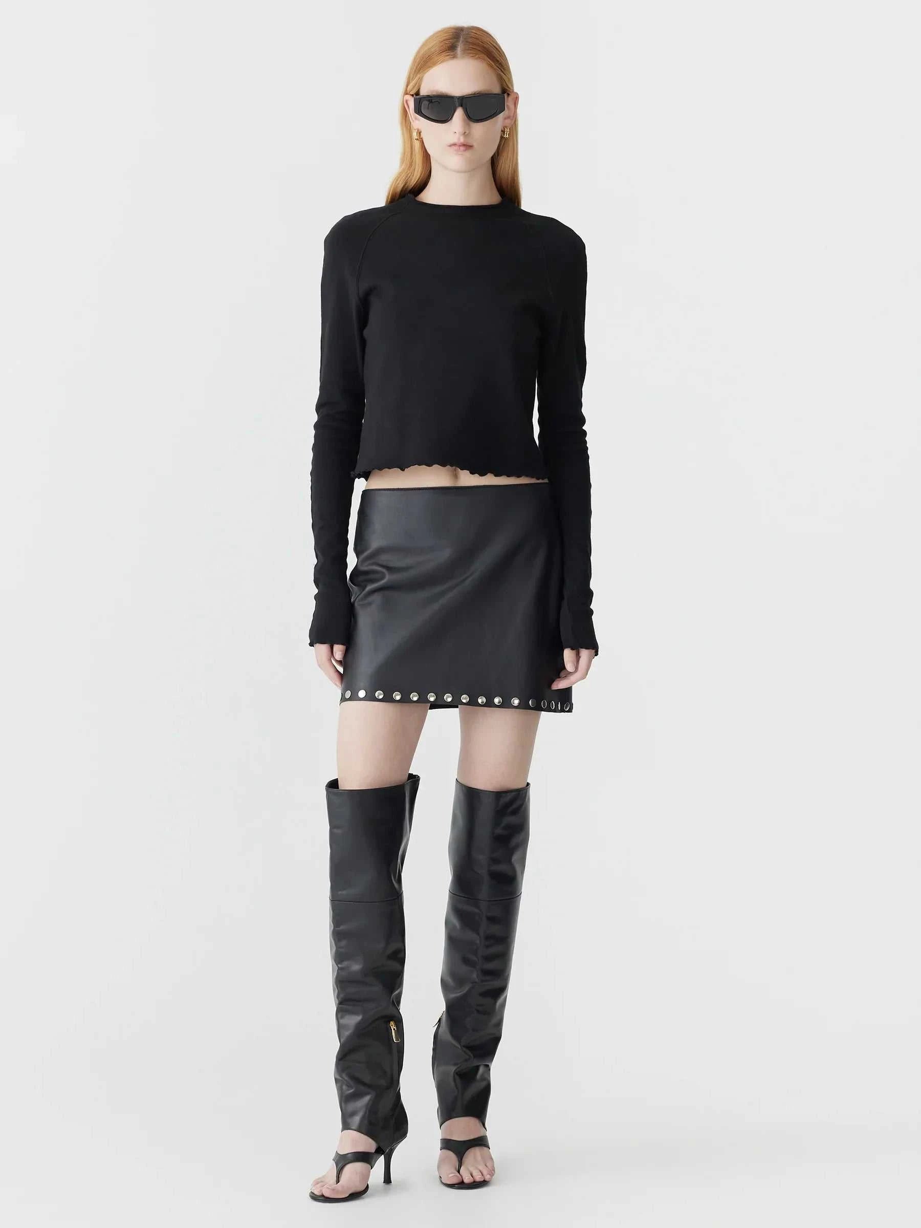 Bassike Slim Rib Raglan Long Sleeve Tshirt Black