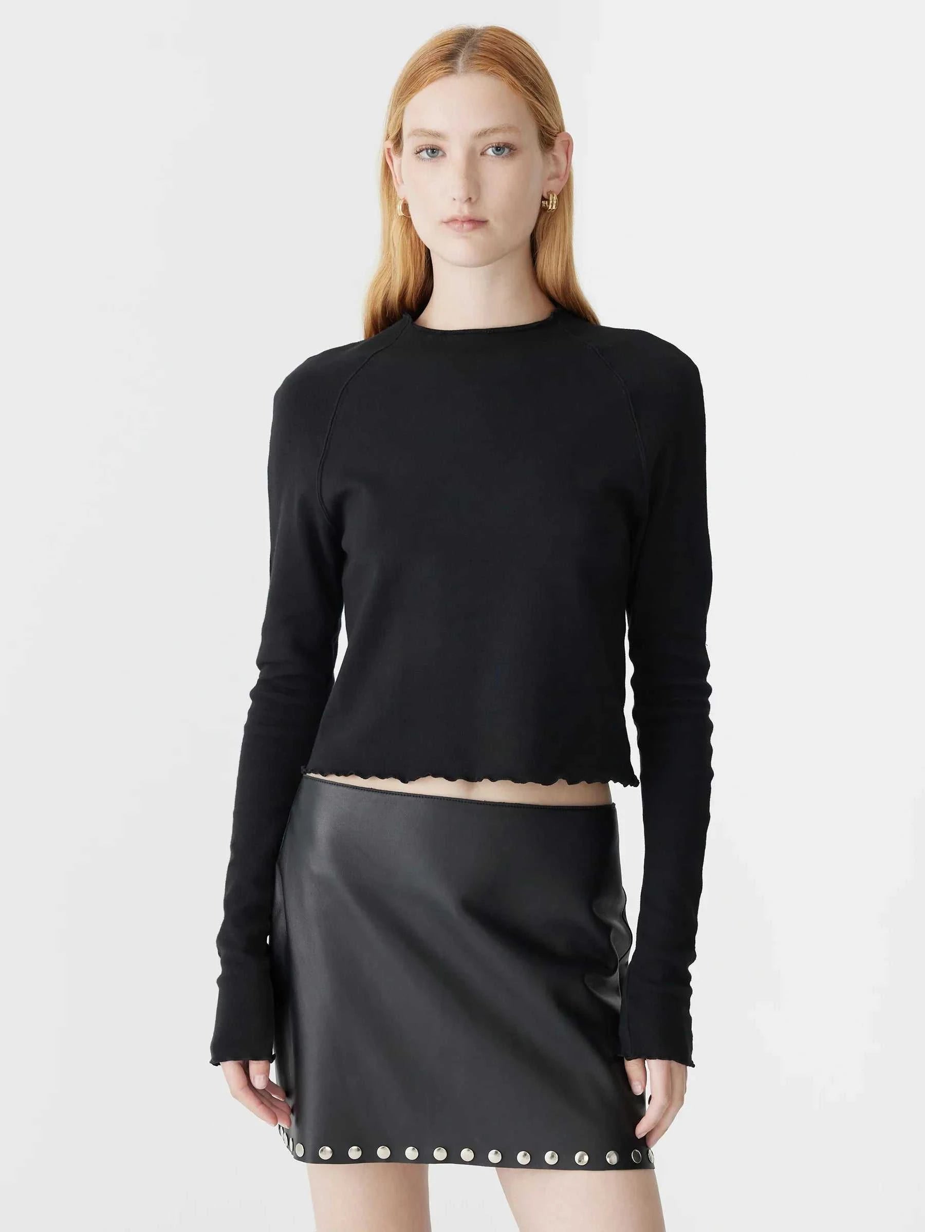 Bassike Slim Rib Raglan Long Sleeve Tshirt Black