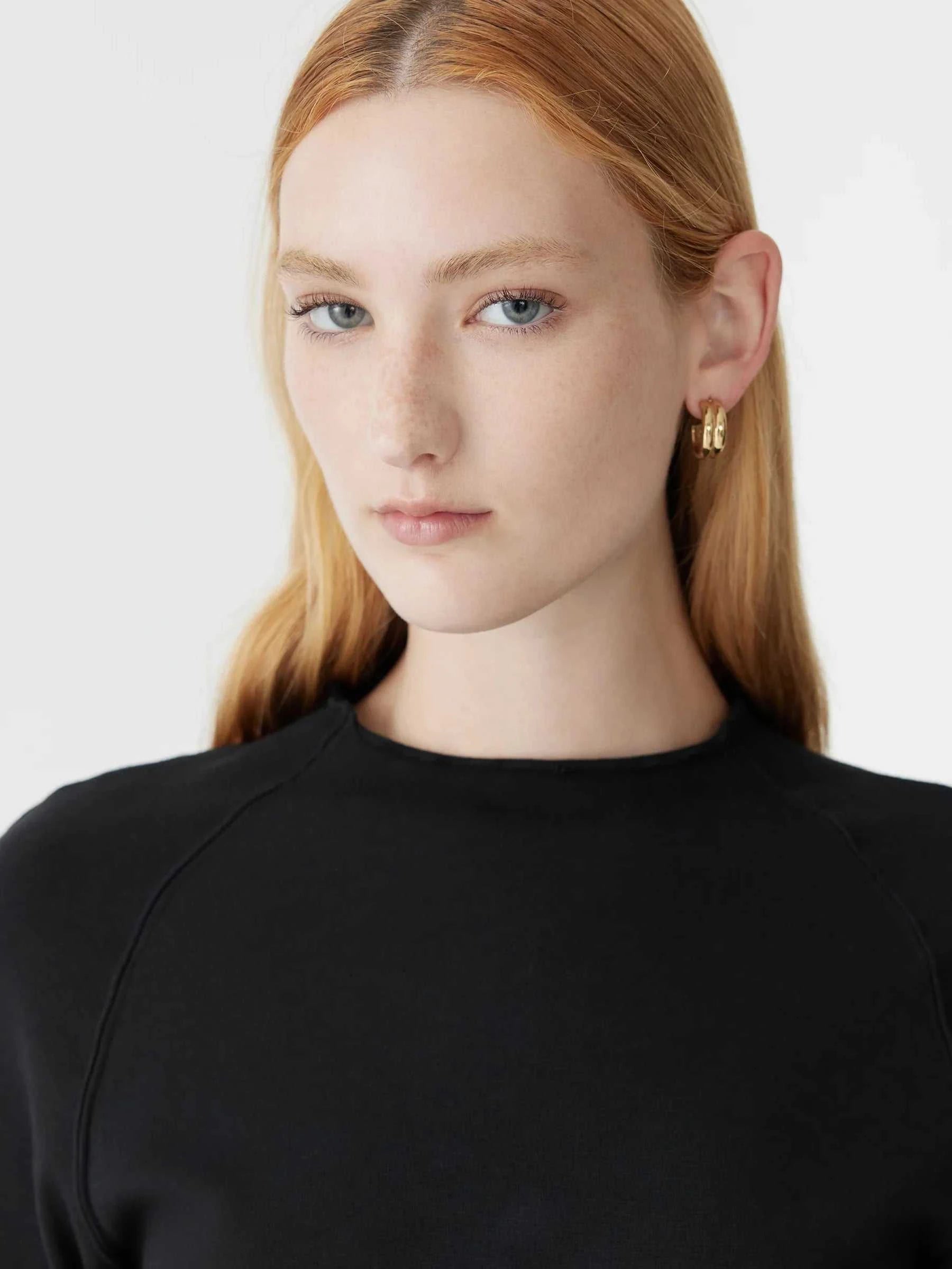 Bassike Slim Rib Raglan Long Sleeve Tshirt Black