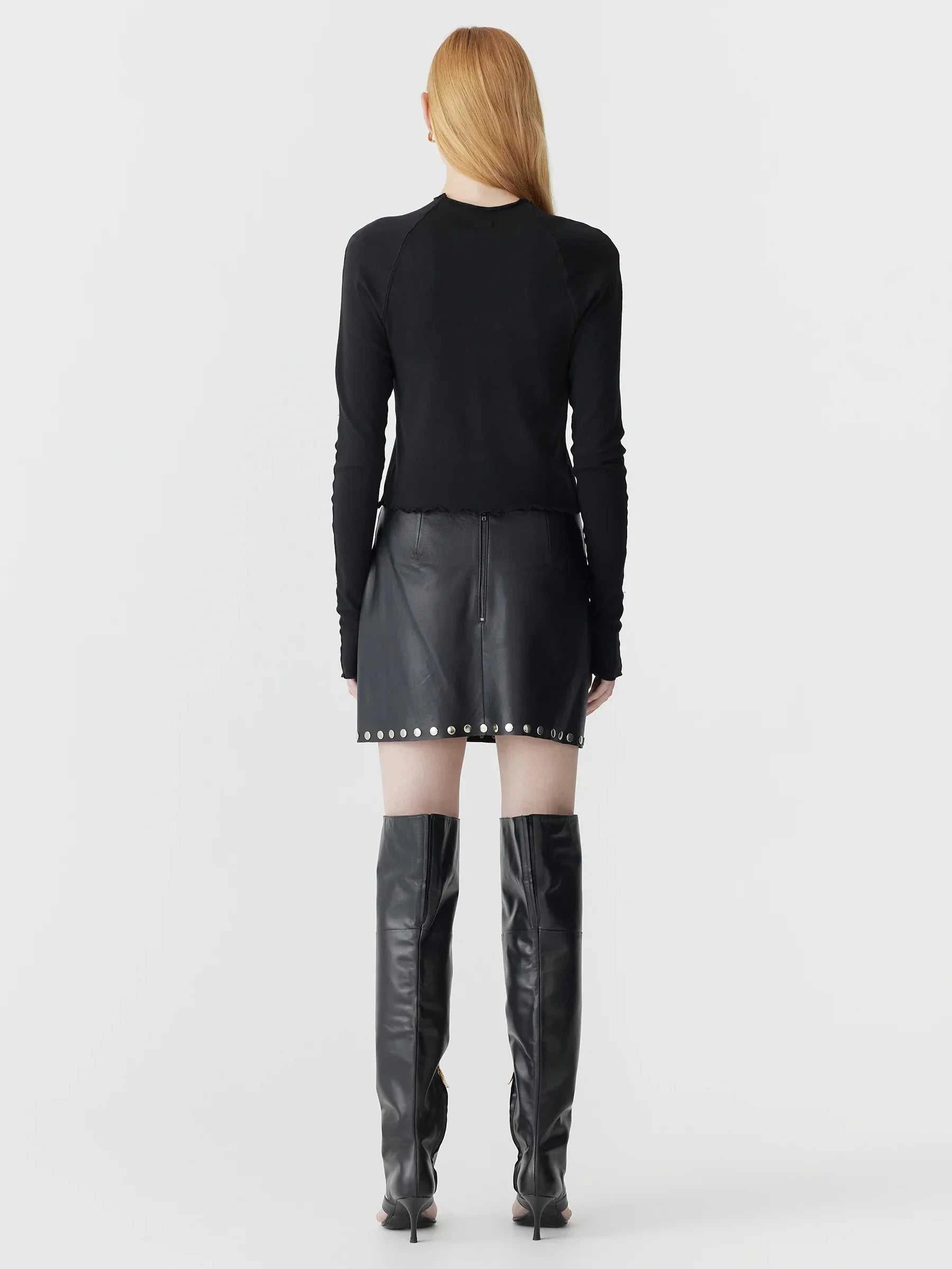 Bassike Slim Rib Raglan Long Sleeve Tshirt Black