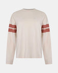 Bassike Boxy Rib Insert L/S T Shirt Ecru/Red