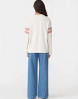 Bassike Boxy Rib Insert L/S T Shirt Ecru/Red