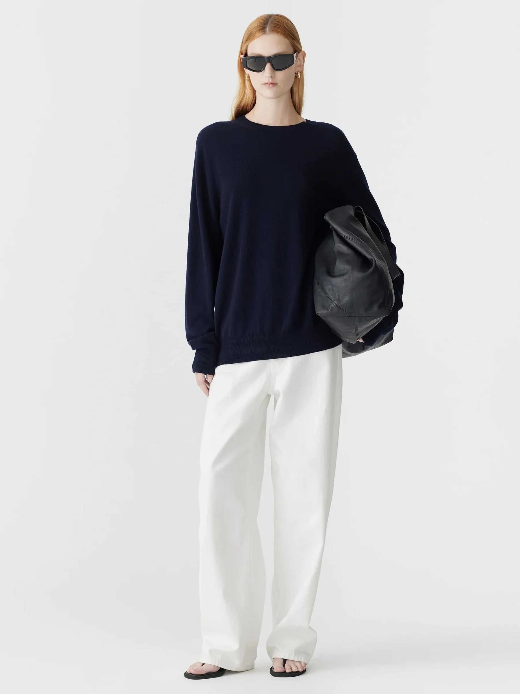 Bassike Oversized Crew Neck Knit Ink