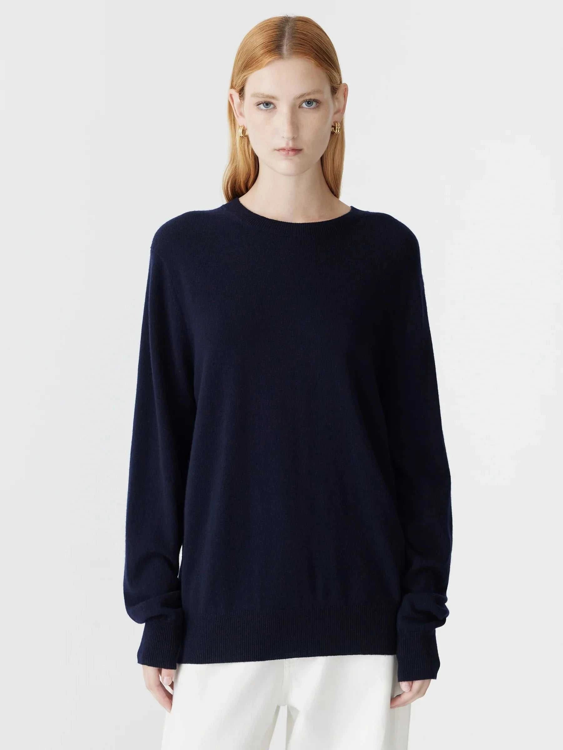 Bassike Oversized Crew Neck Knit Ink