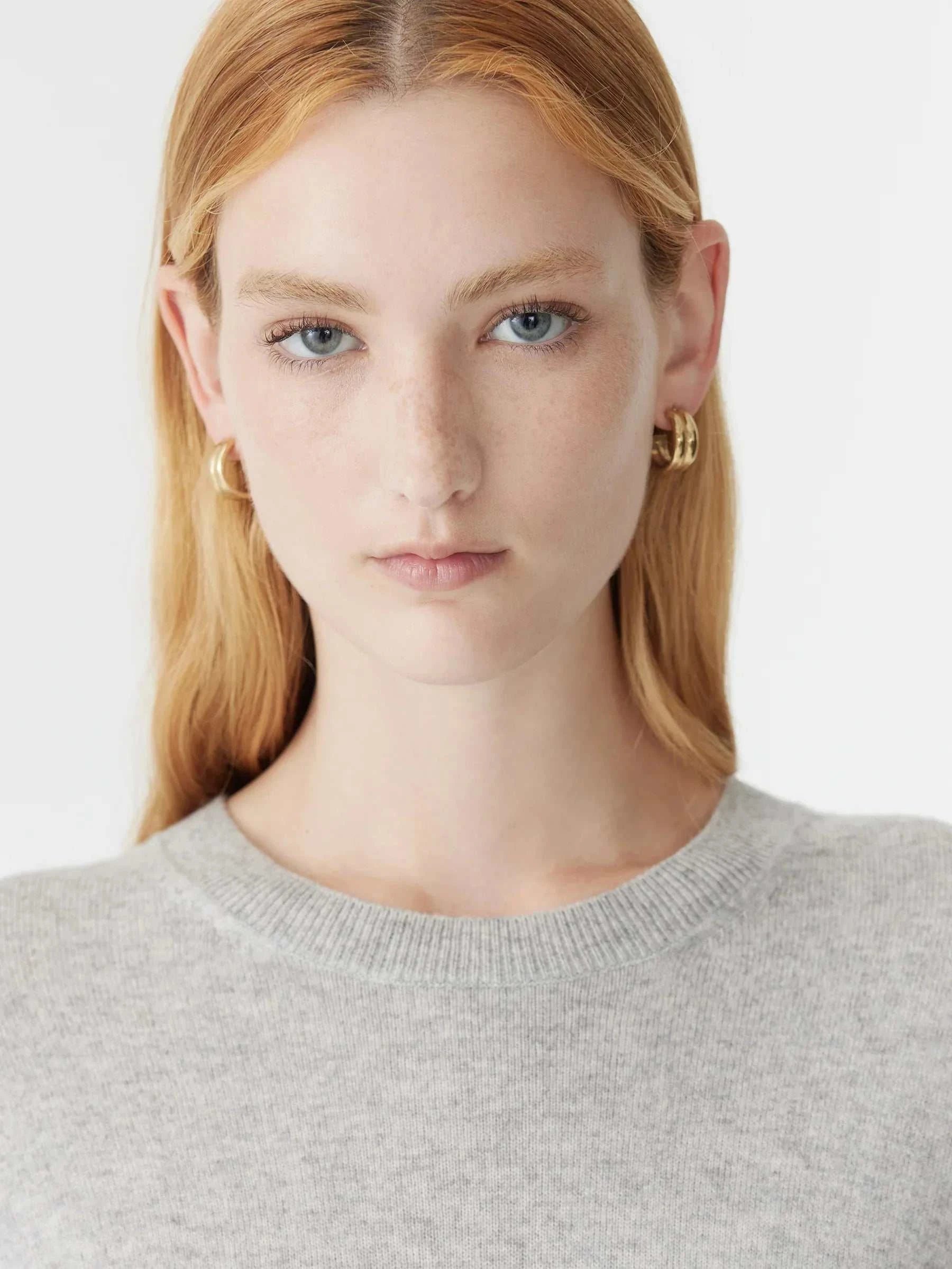 Bassike Oversized Crew Neck Knit Light Grey Marle