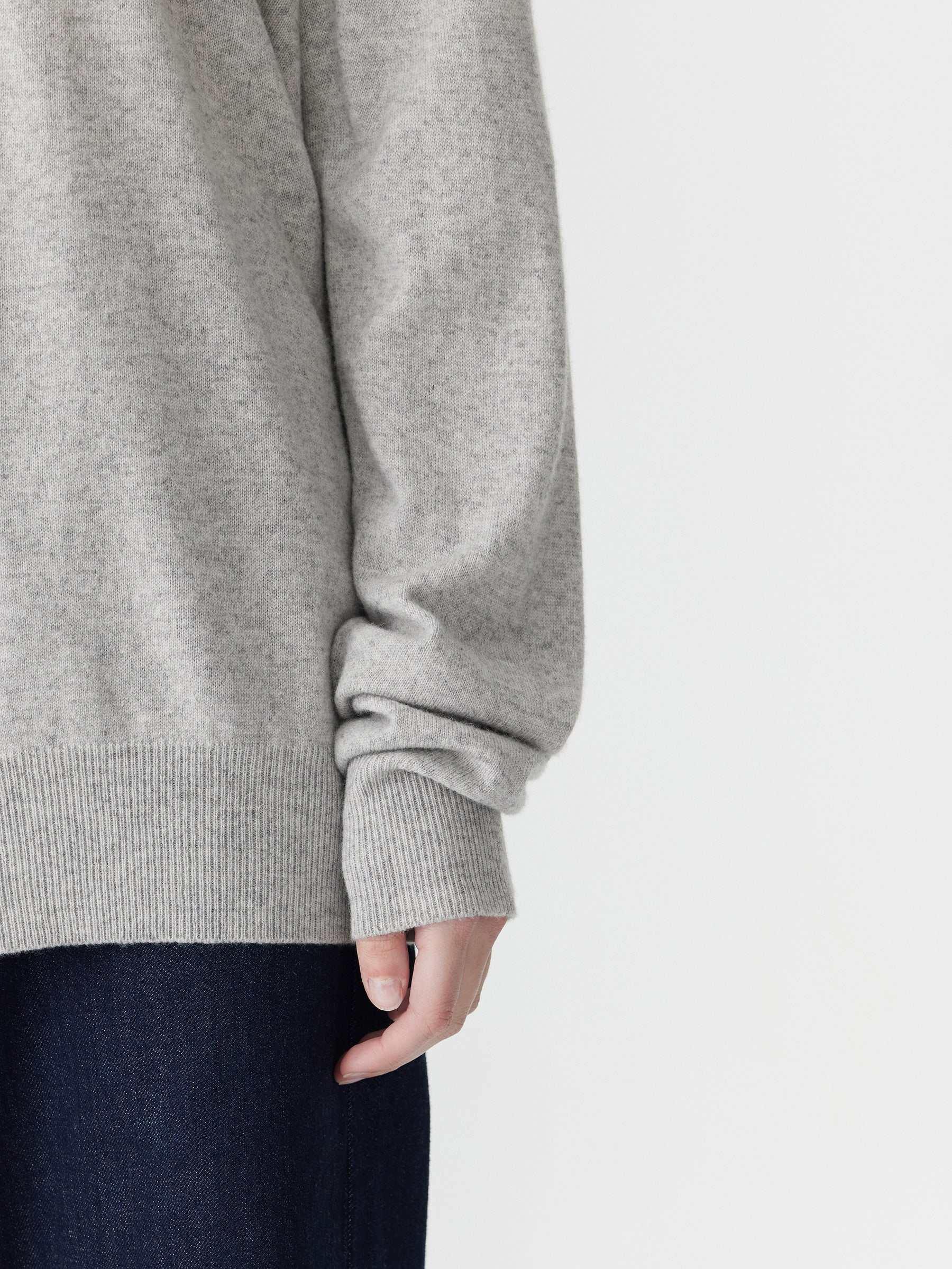 Bassike Oversized Crew Neck Knit Light Grey Marle