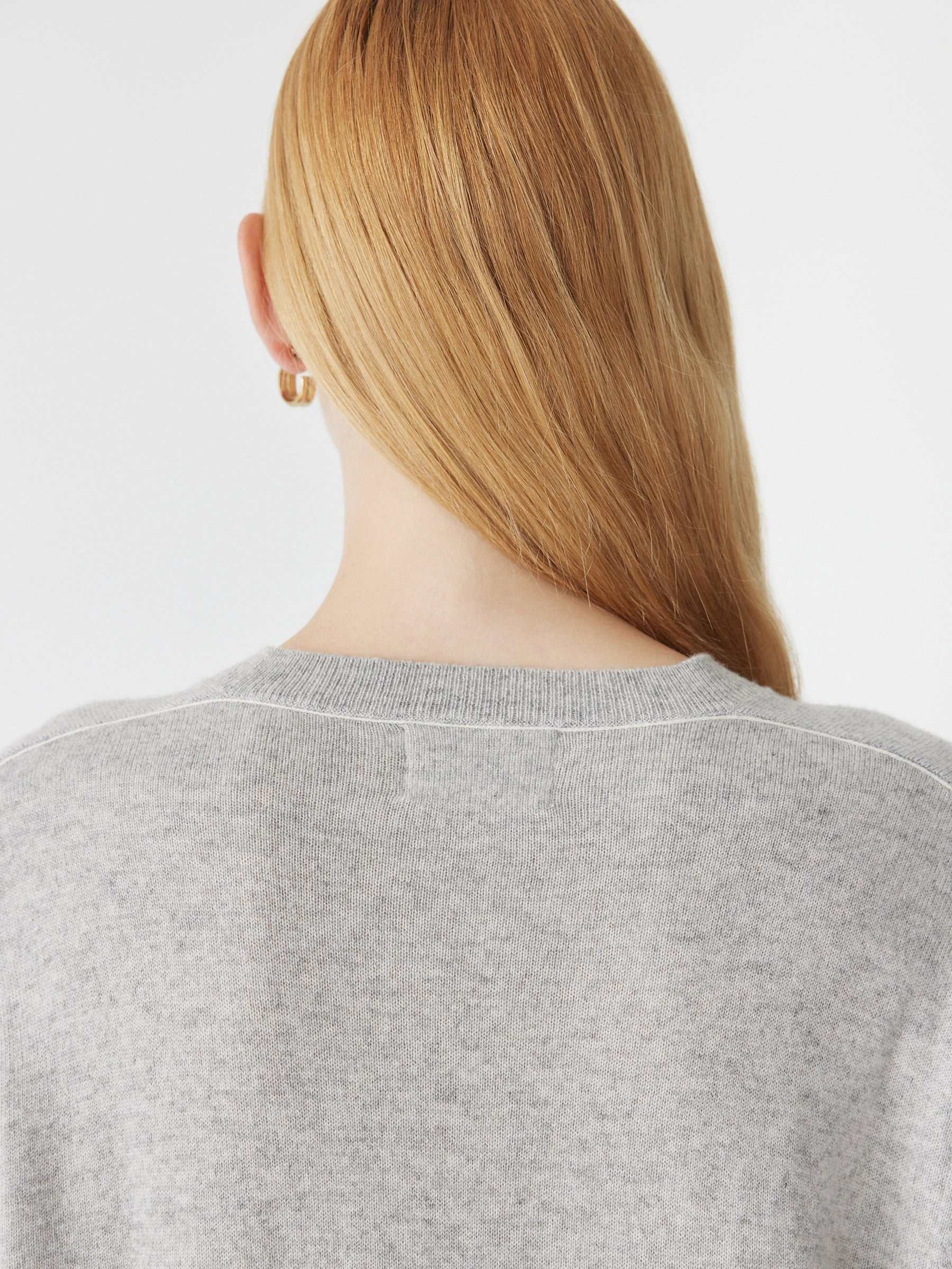 Bassike Oversized Crew Neck Knit Light Grey Marle