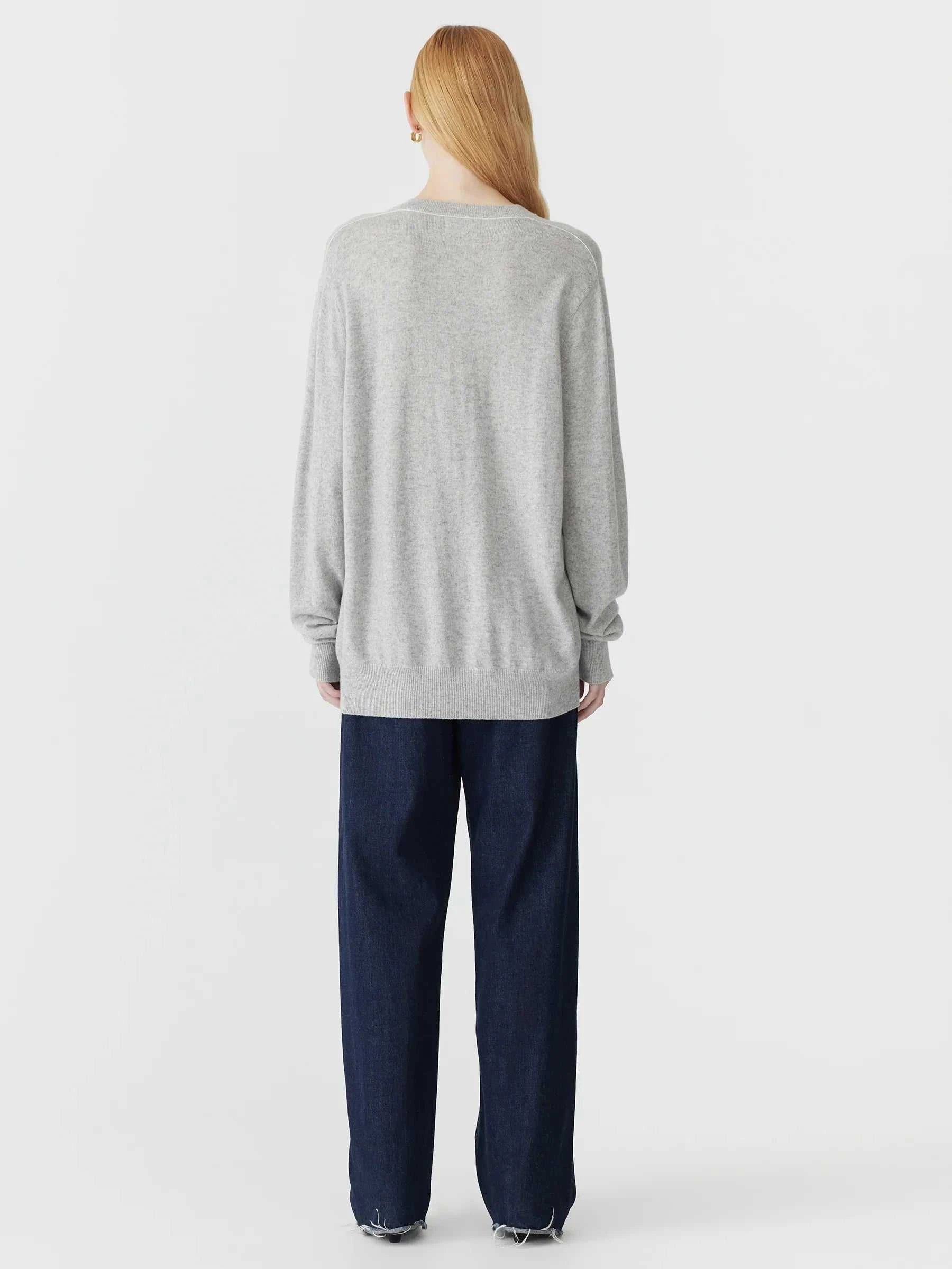 Bassike Oversized Crew Neck Knit Light Grey Marle