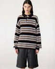 Bassike Universal Velour Polo Black Brown Natural