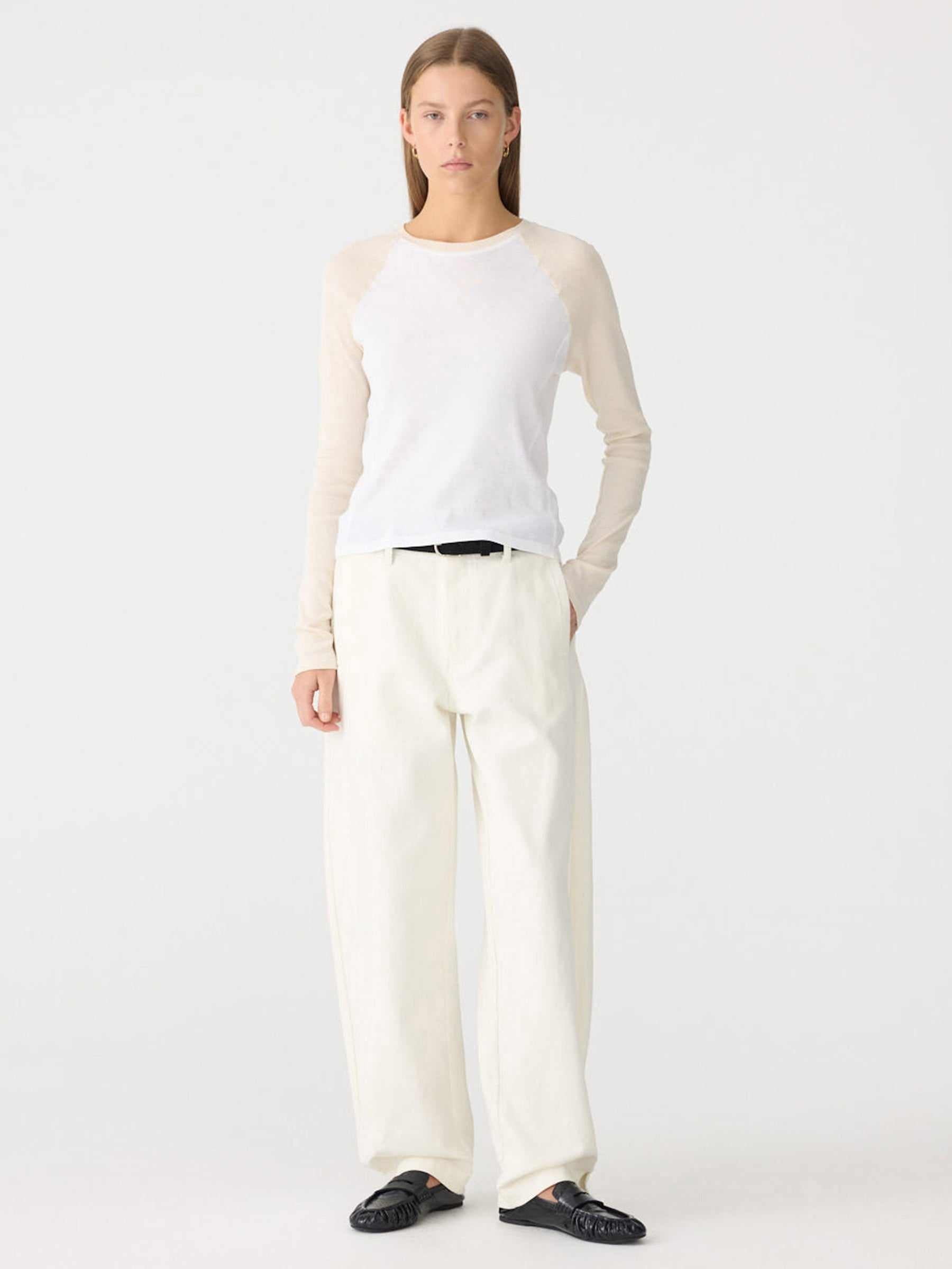Bassike Panelled Baby Long Sleeve T Shirt White Ecru