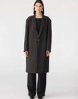 Bassike Check Wool Coat Brown Ink