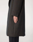 Bassike Check Wool Coat Brown Ink