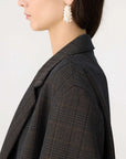 Bassike Check Wool Coat Brown Ink