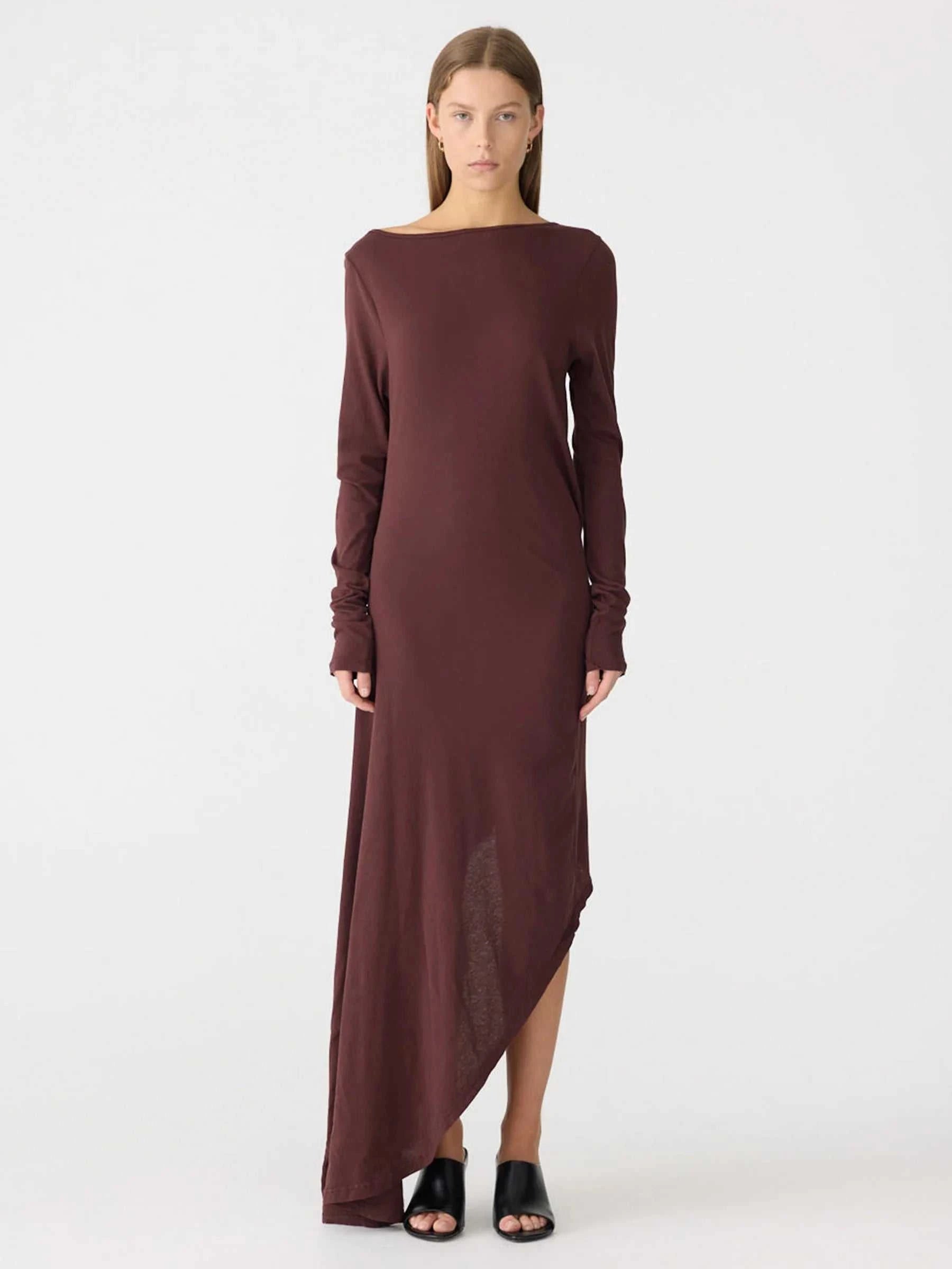 Bassike Longerline Reversible Dress Cocoa