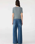 Bassike Stripe Rib Baby T Shirt Dark Forest White