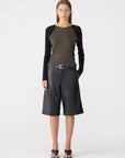 Bassike Panelled Baby L/S T Shirt Ash/Black/Blue Ink