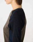 Bassike Panelled Baby L/S T Shirt Ash/Black/Blue Ink