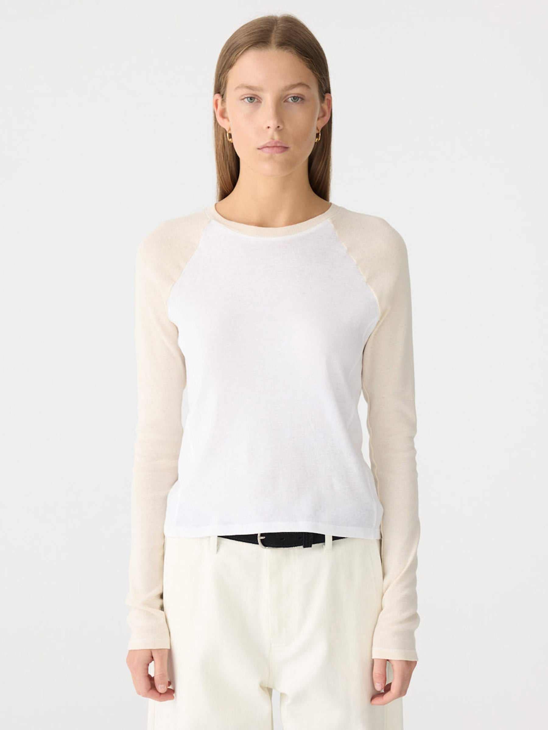 Bassike Panelled Baby Long Sleeve T Shirt White Ecru