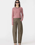 Bassike Vertical Stripe L/S Shirt Red/Navy/Natural