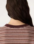 Bassike Stripe Slouch Long Sleeve T Shirt Pink Orange Plum