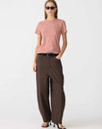 Bassike Stripe Heritage T Shirt Red/Natural/Olive