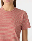 Bassike Stripe Heritage T Shirt Red/Natural/Olive