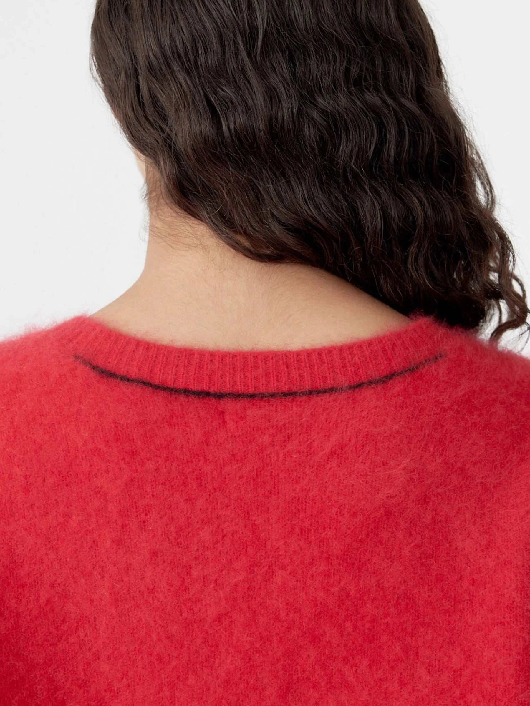 Bassike Deep V Textured Knit Red