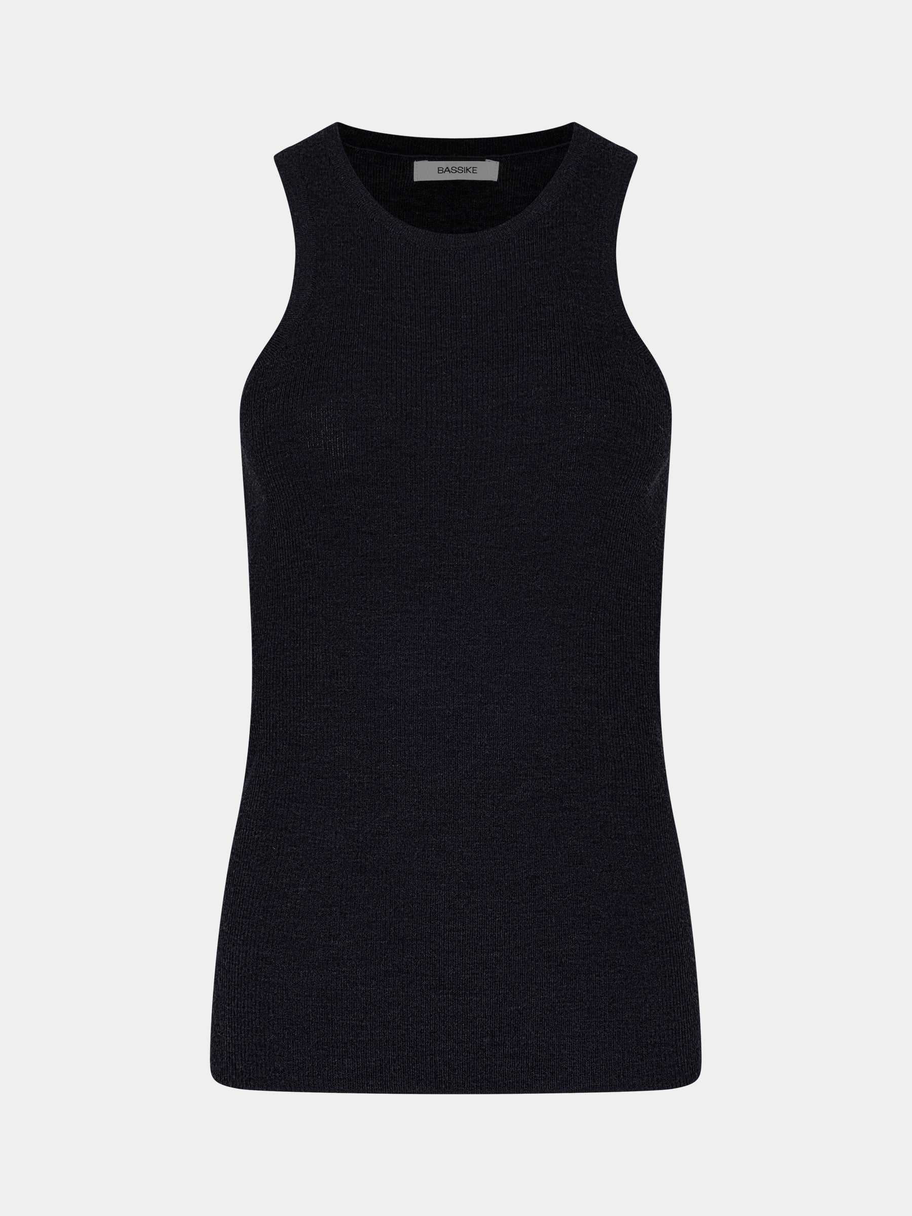 Bassike Fine Merino Wool Tank Charcoal Marl