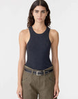 Bassike Fine Merino Wool Tank Charcoal Marl