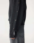 Bassike Sleeve Detail V Neck Knit Dark Charcoal