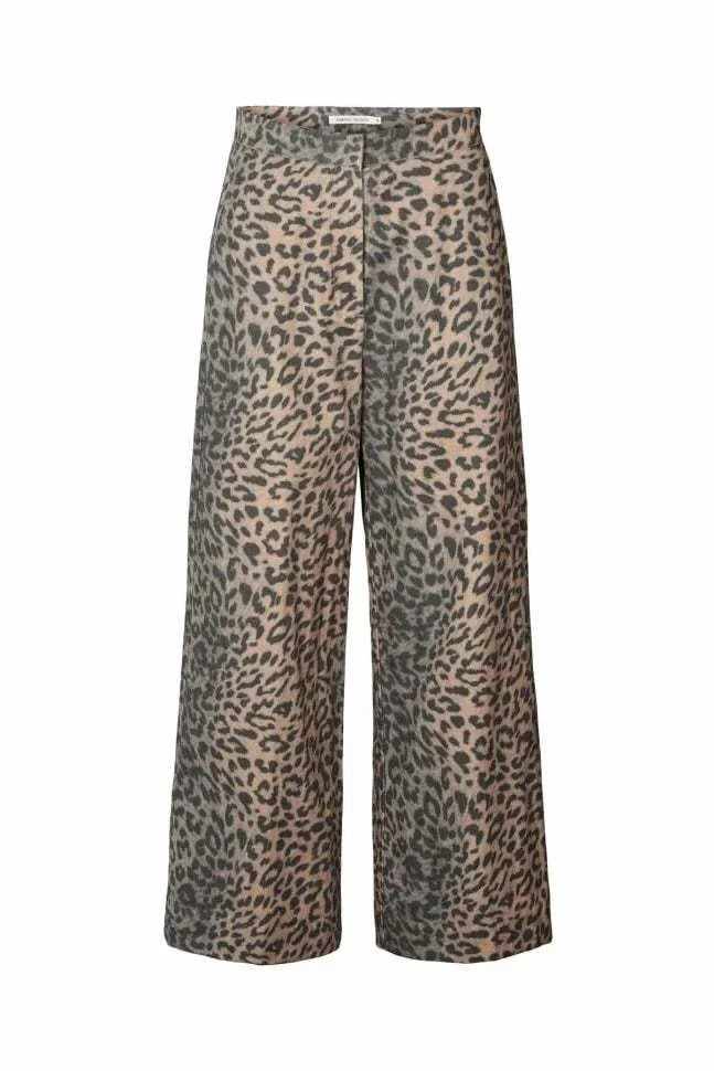 Rabens Saloner Inja Leopard Print Wide Leg Pants