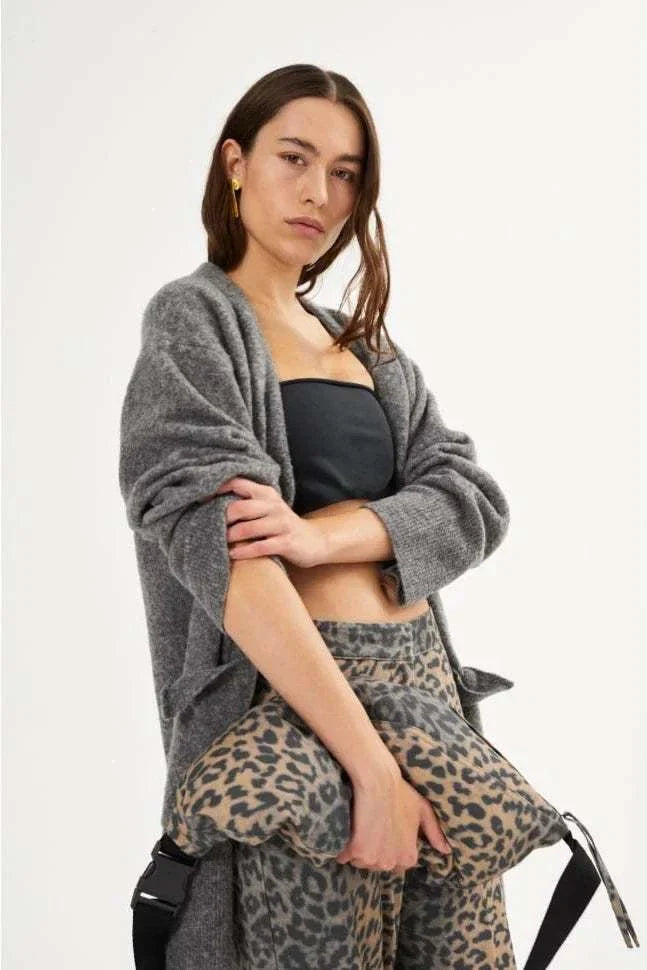 Rabens Saloner Inja Leopard Print Wide Leg Pants