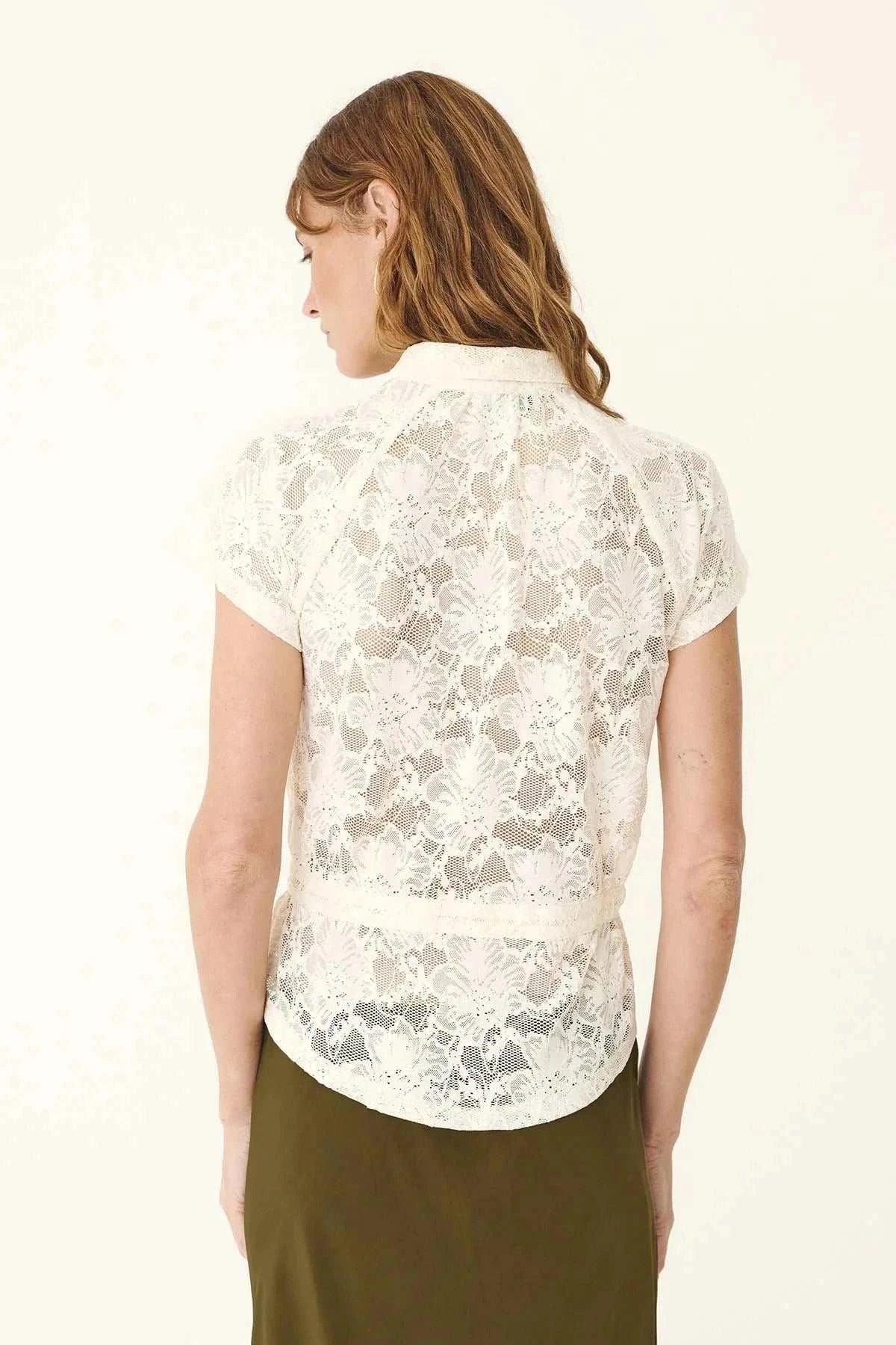 Rowie Allie Peplum Blouse Bone