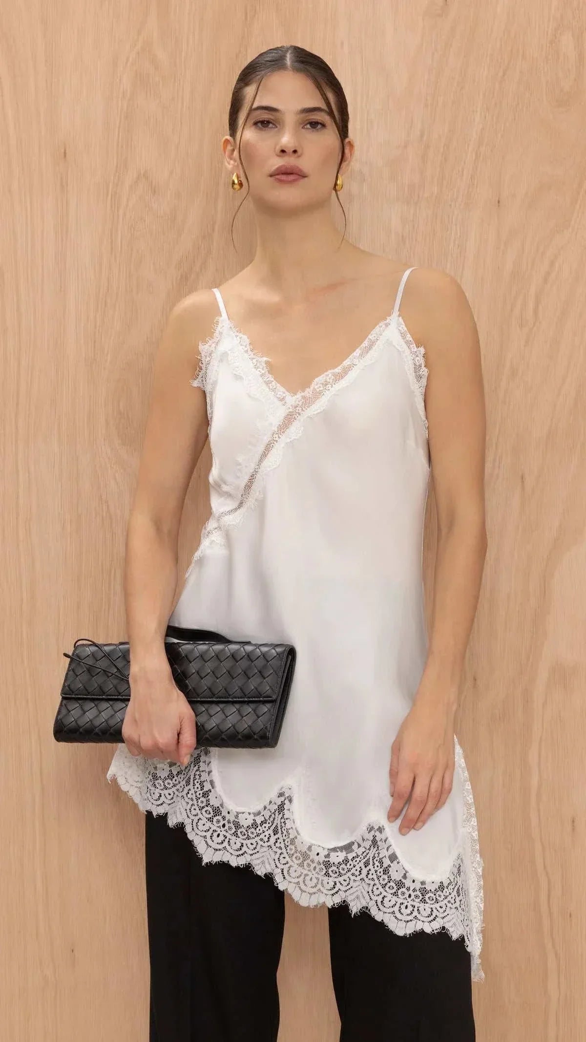 Charli Andrea Lace Top White One Size