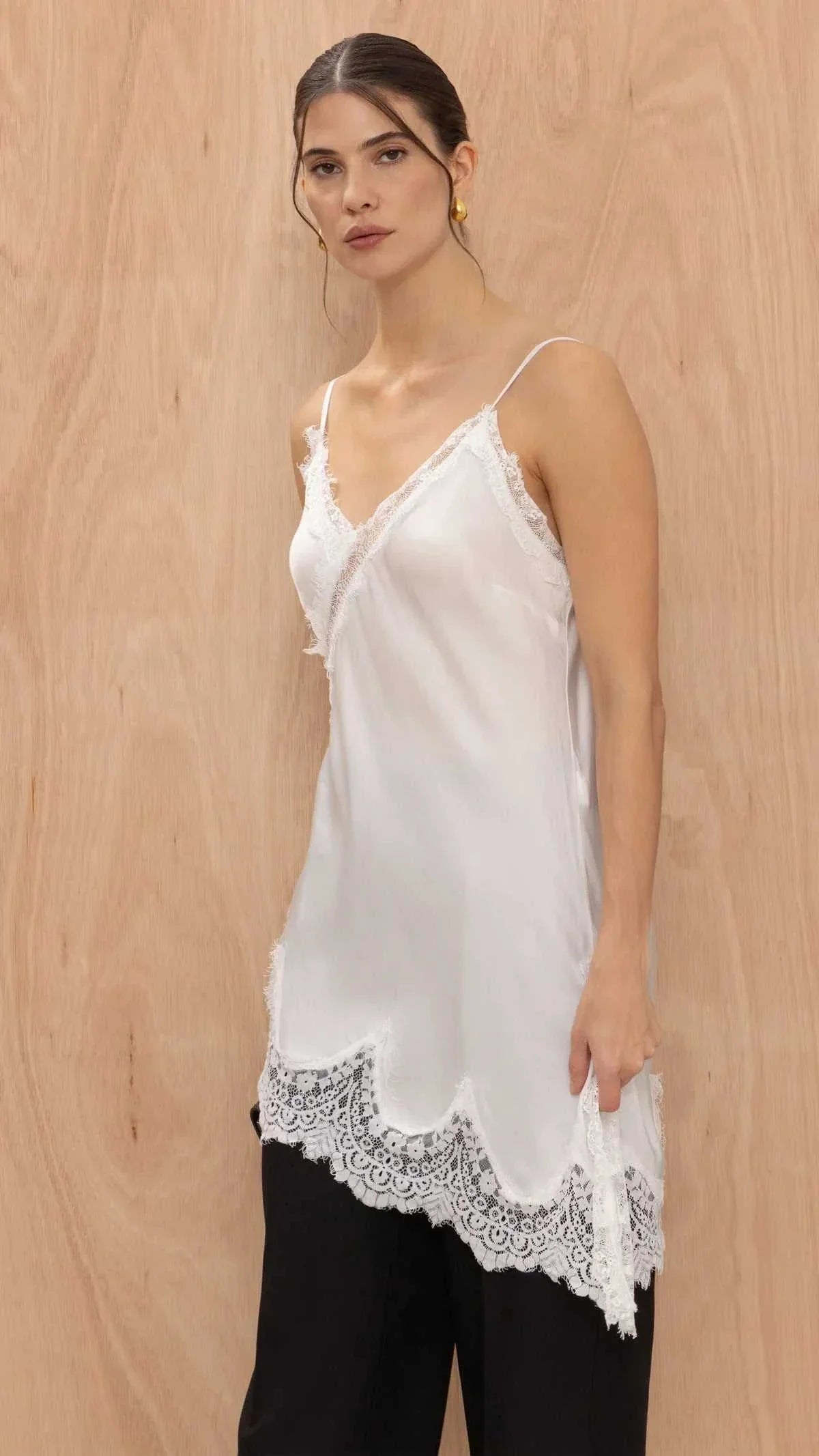 Charli Andrea Lace Top White One Size