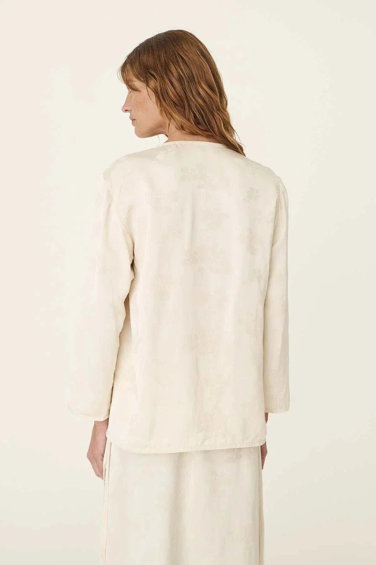 Rowie Atta Jacquard Tang Shirt Ivory Floral