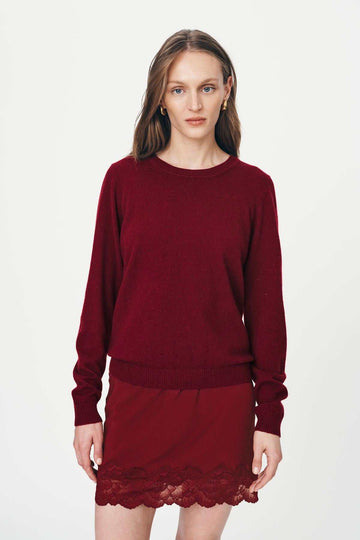 Rowie Axel Merino Knit Top Merlot Red