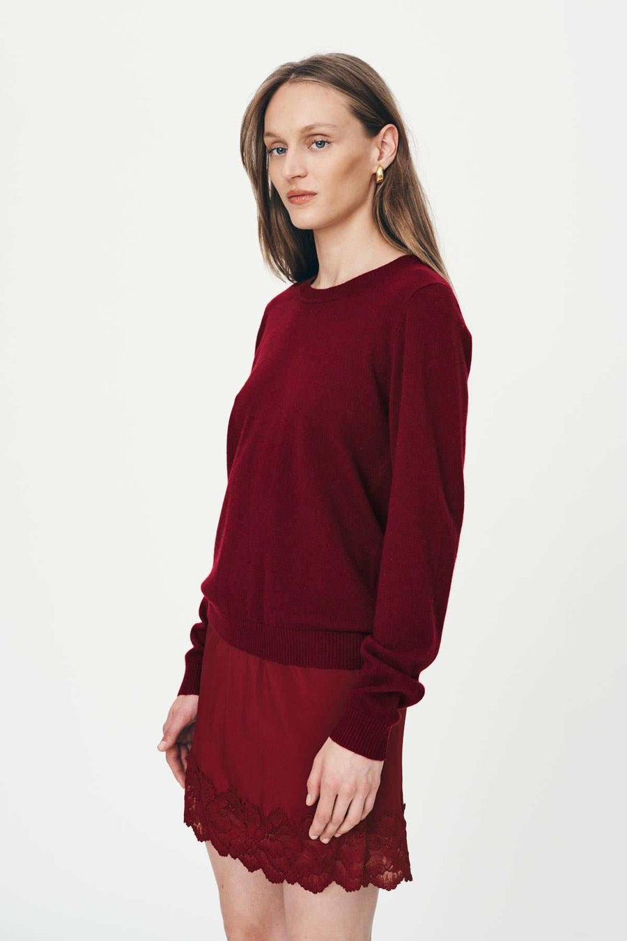 Rowie Axel Merino Knit Top Merlot Red