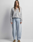 World Of Nomads Frankie Cashmere Crew Neck Cardigan Light Grey