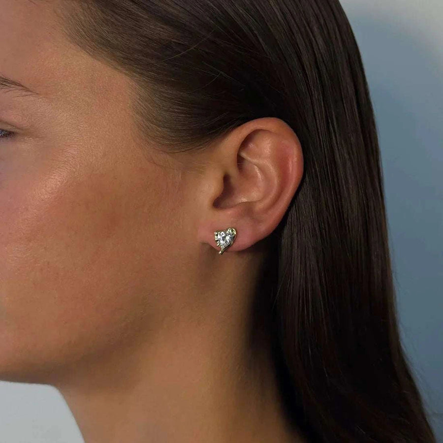 De Sur Molten Heart Earrings Gold