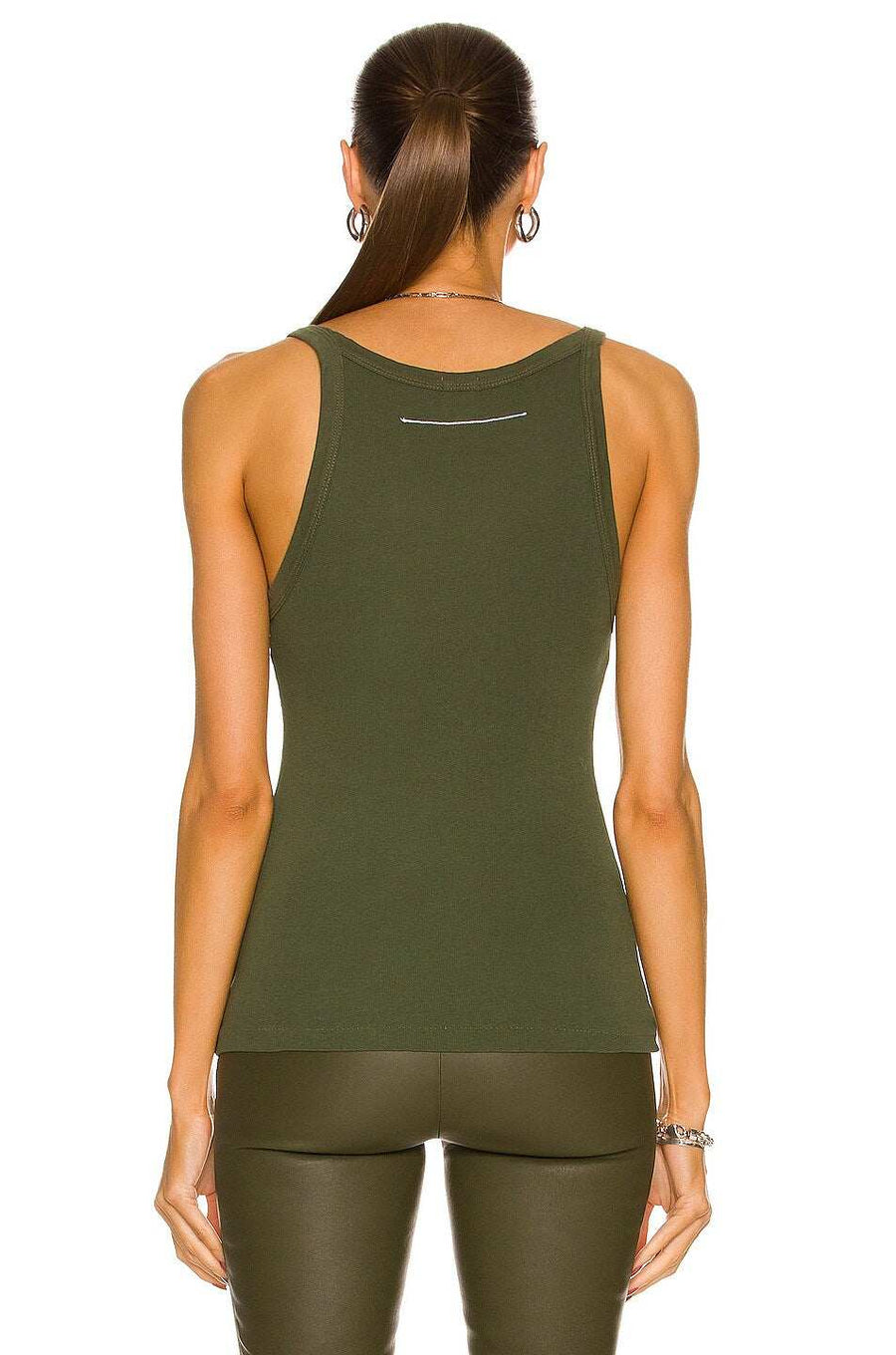 Bassike Everyday Superfine Rib Tank Khaki Green