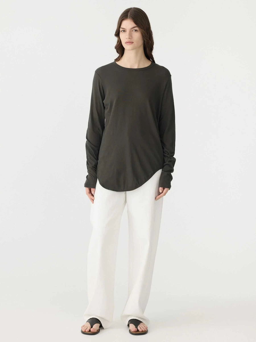 Bassike Regular Scoop Hem Long Sleeve T Shirt Slate Grey