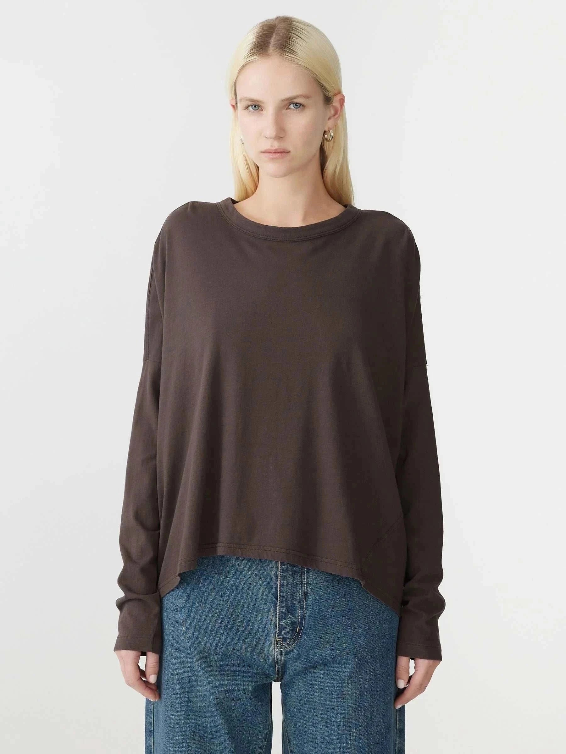 Bassike Circle Long Sleeve T Shirt Dark Plum