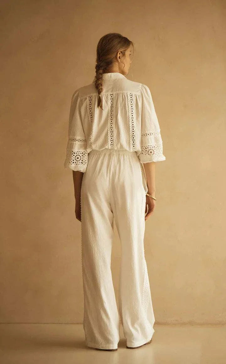 Aur Ocea Bianca Lace Trim Straight Leg Pant