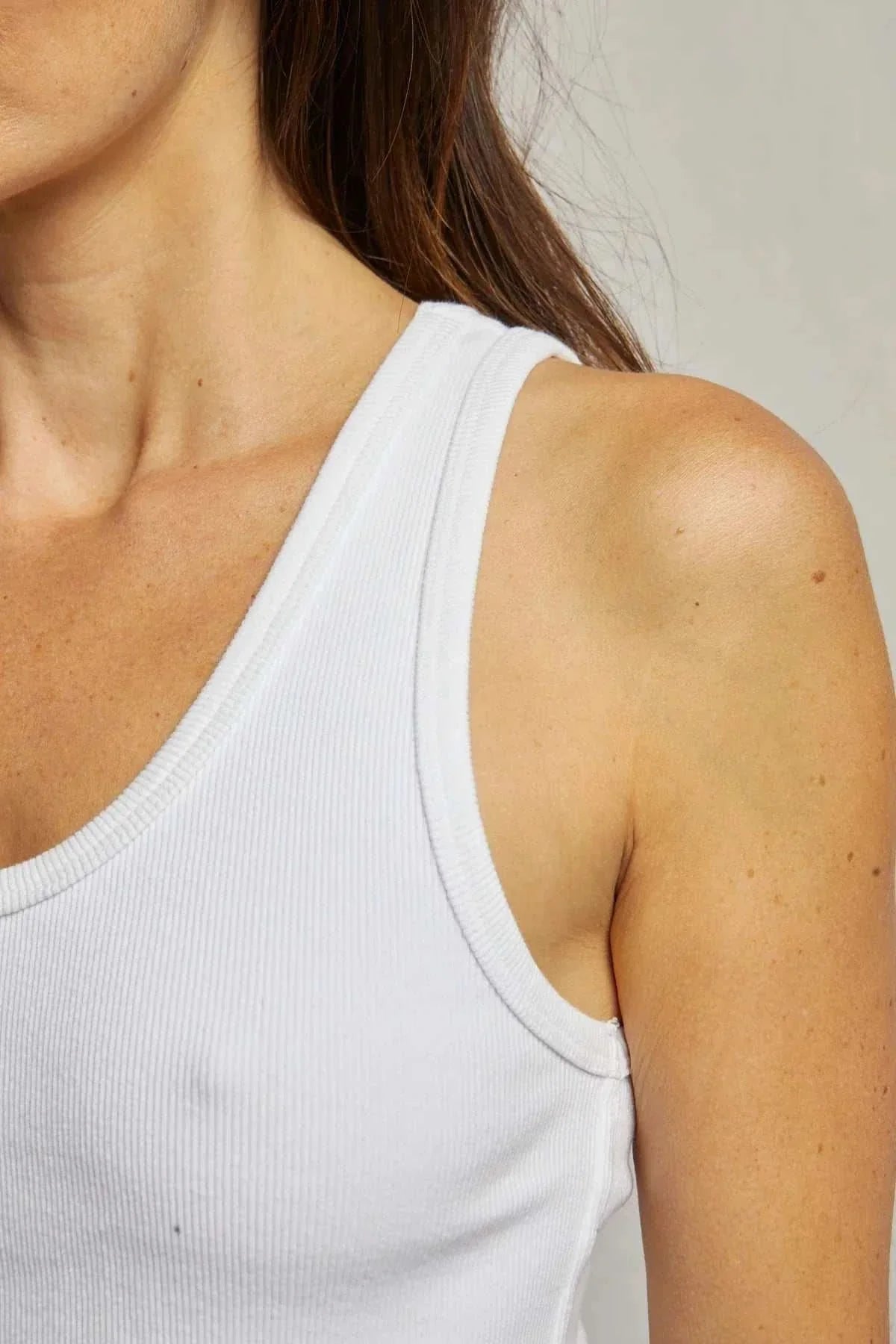 Perfectwhitetee Blondie Structured Rib Bra Friendly Tank White