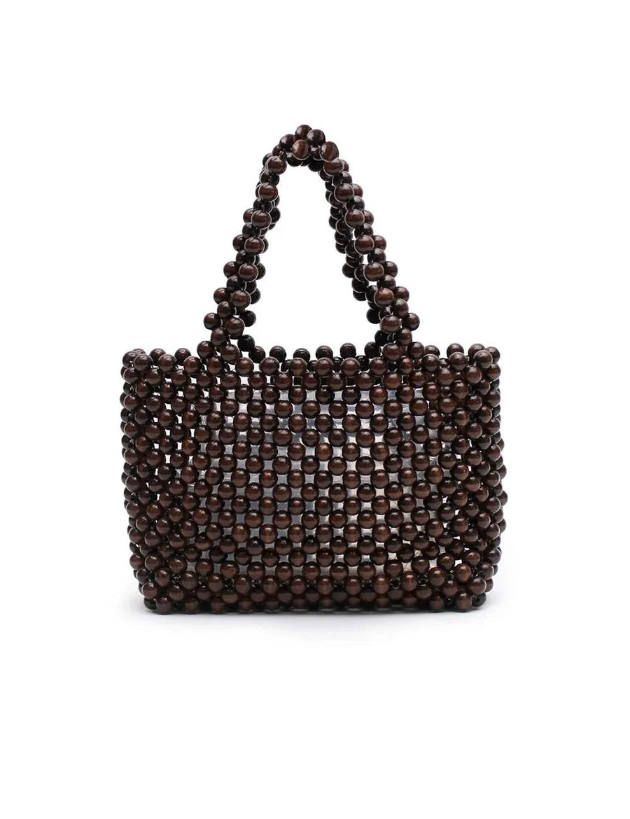 La Tribe Bobbon Beaded Bag Brown