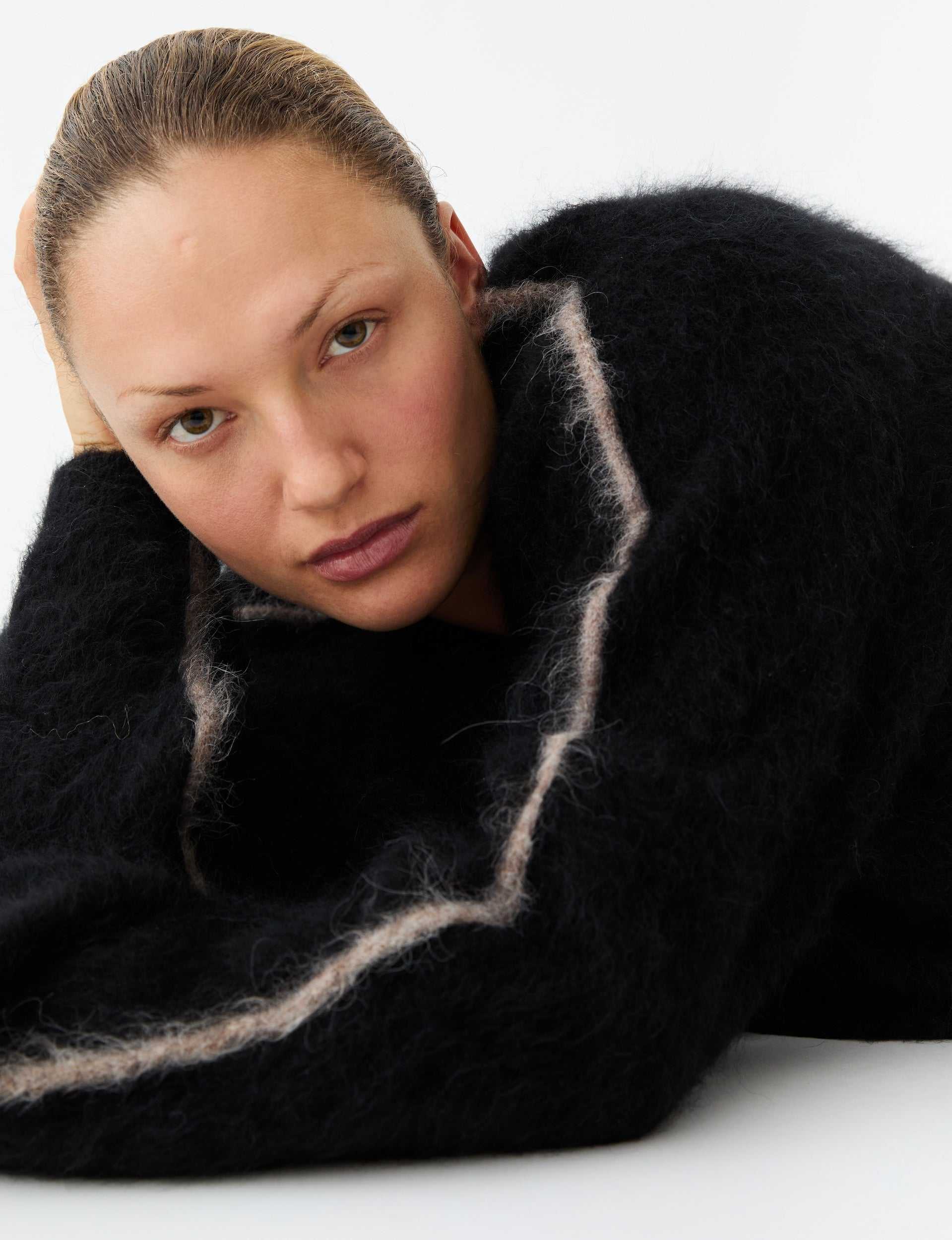 Nagnata Brushed Alpaca Cardigan Black