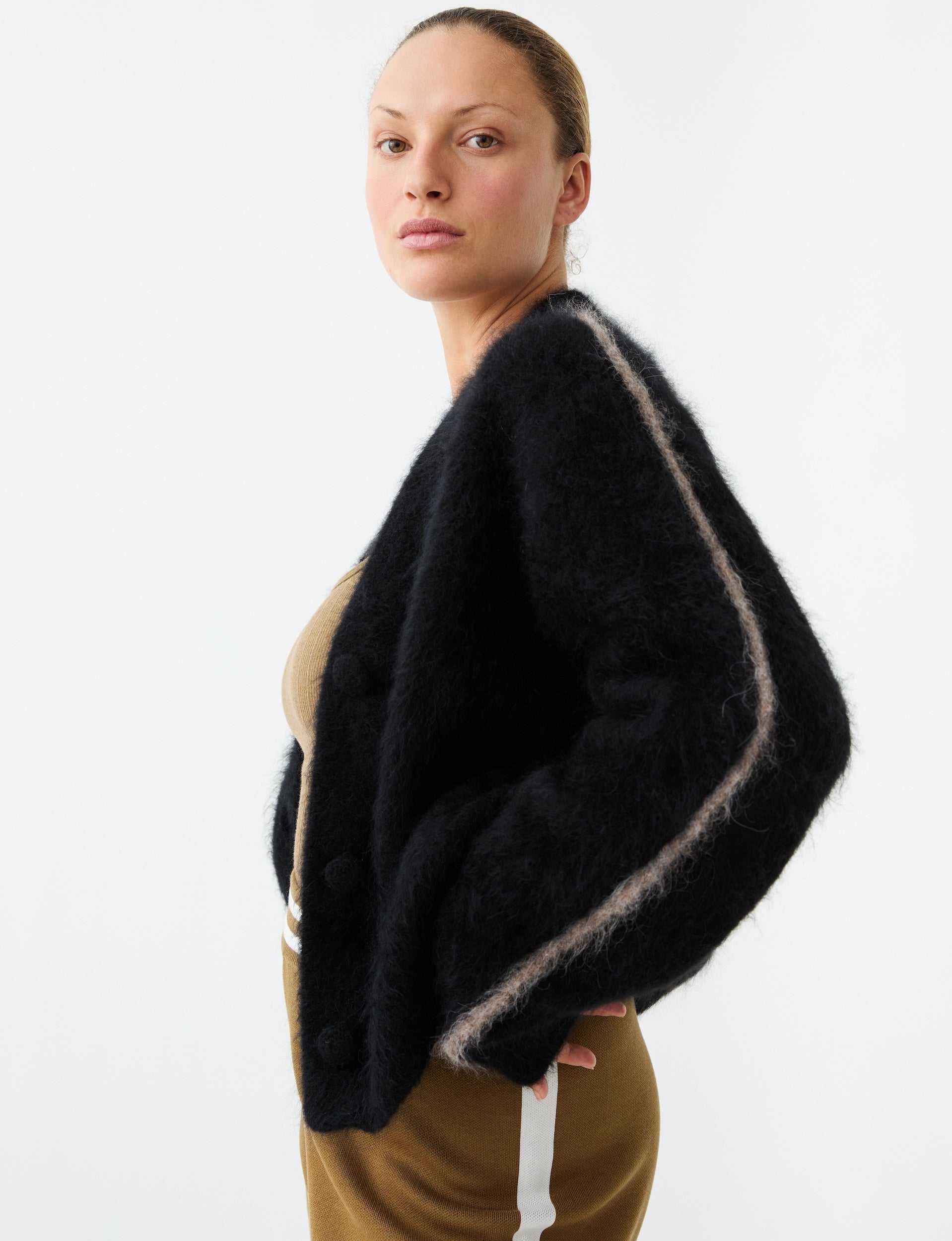 Nagnata Brushed Alpaca Cardigan Black