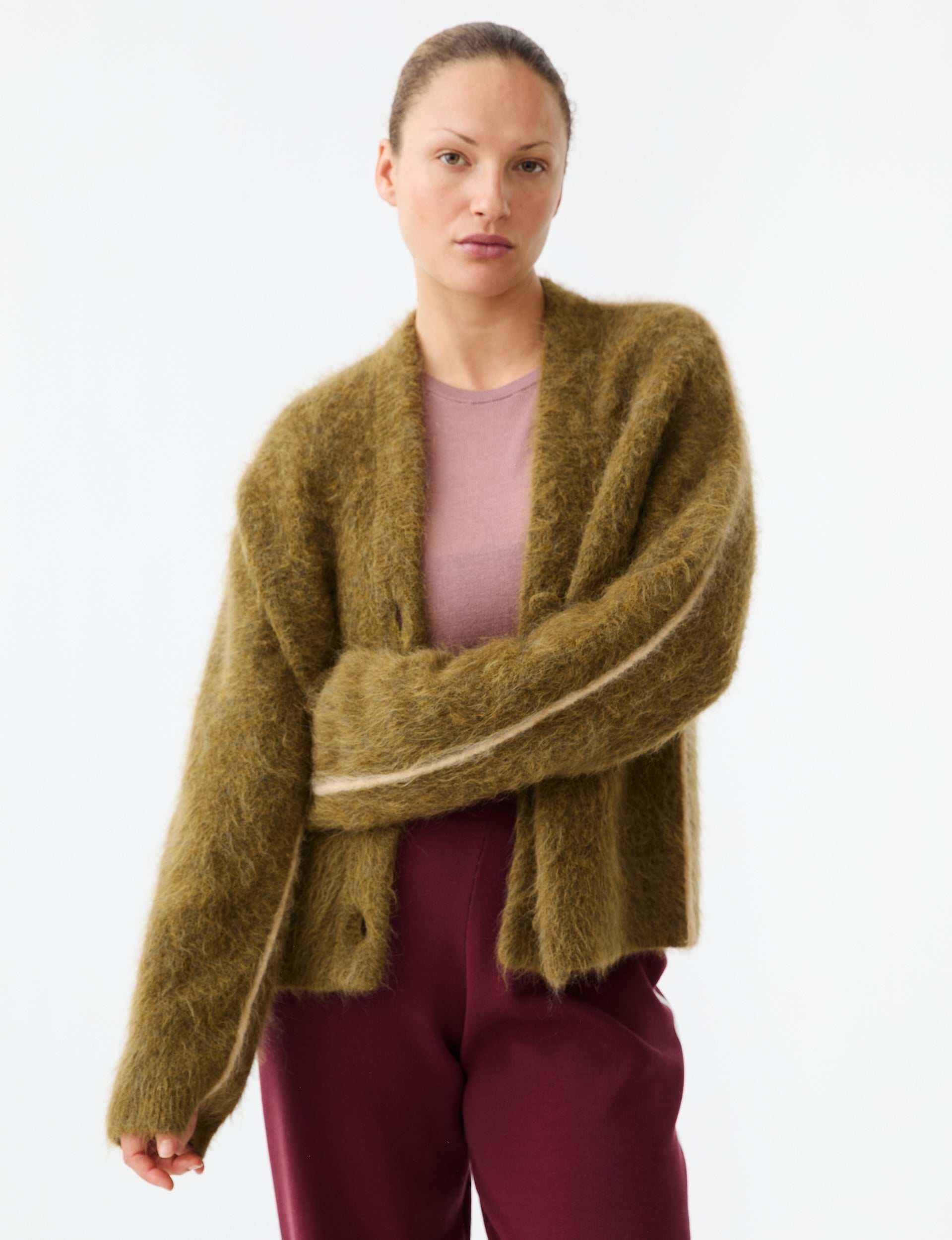 Nagnata Brushed Alpaca Cardigan Moss