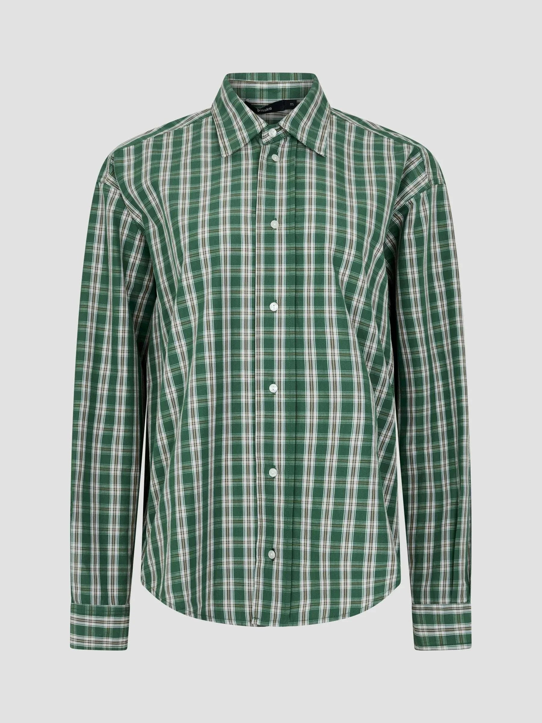 Bassike Oversized Universal Shirt Green Brown Check